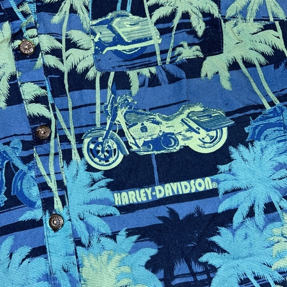 Harley Davidson Hawaiian Motorcycle Biker Sleeveless Button Up XL Men’s - Picture 3 of 5